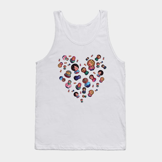 Russian Dolls Heart Tank Top by Hoda Hefzy 